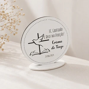 Plaquinha com base batizado crisma 