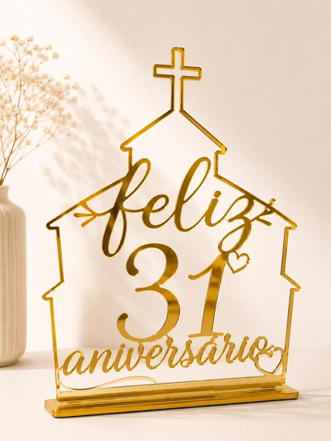 Placa personalizada em acrílico dourado 1