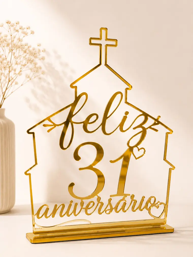 Placa personalizada em acrílico dourado 1