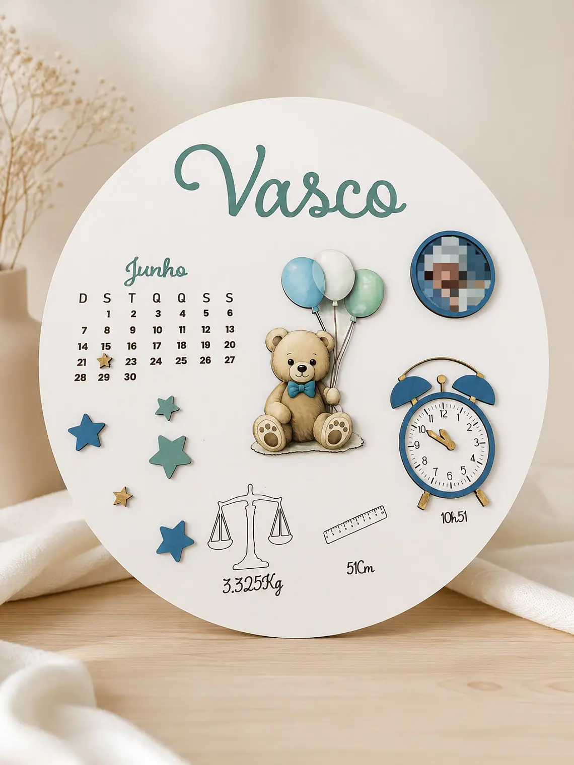 Placa dados dos bebé ursinho 1