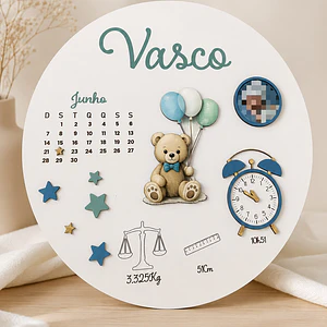 Placa dados dos bebé ursinho