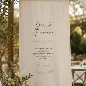 Painel em tecido personalizado casamento