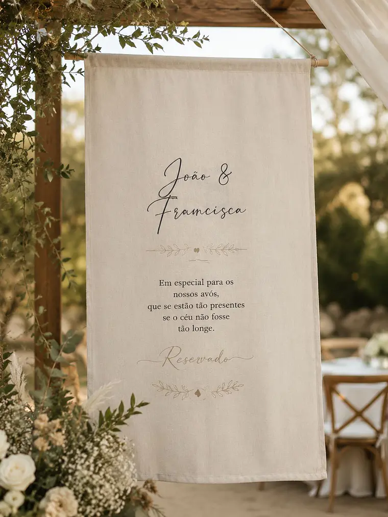 Painel em tecido personalizado casamento 1
