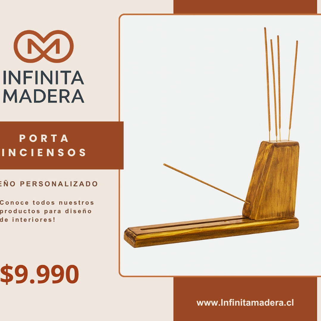 Porta Inciensos Artesanal de Madera Natural — Infinita Madera 2