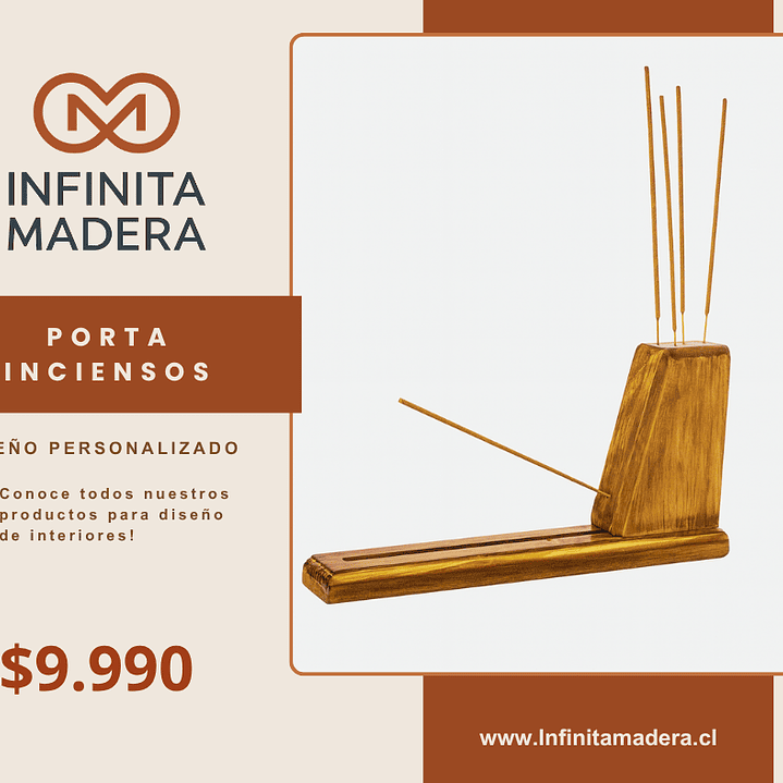 Porta Inciensos Artesanal de Madera Natural — Infinita Madera 2