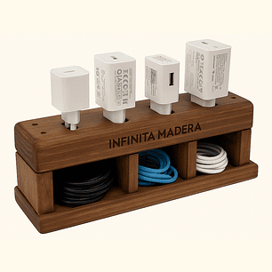 Organizador de Cables y Cargadores de Madera — Infinita Madera