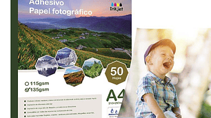 Papel Fotográfico Adhesivo 50 Hojas