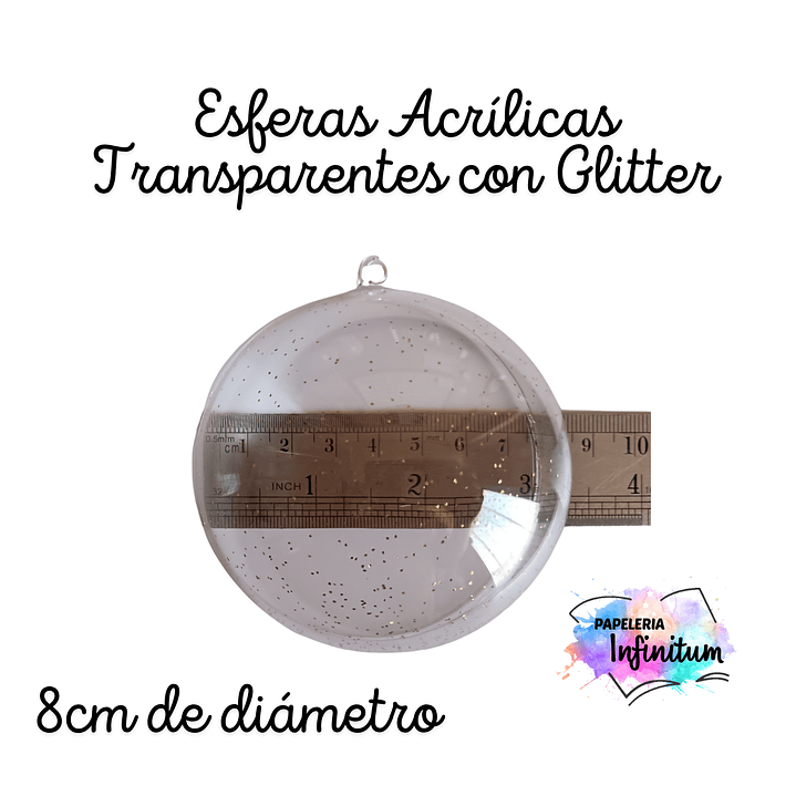 Esferas Acrílicas Transparentes Glitter 5 unid. 2