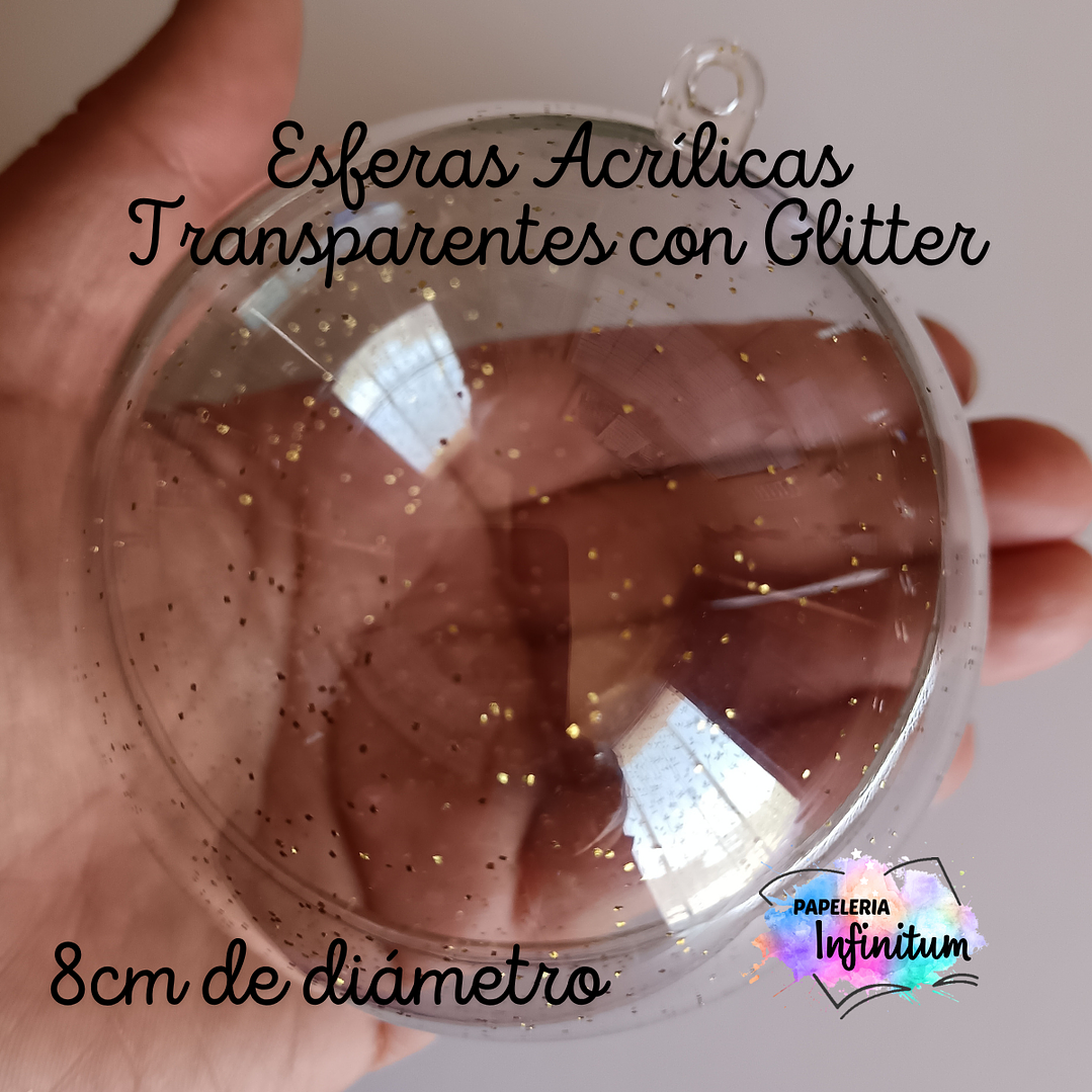 Esferas Acrílicas Transparentes Glitter 5 unid. 3