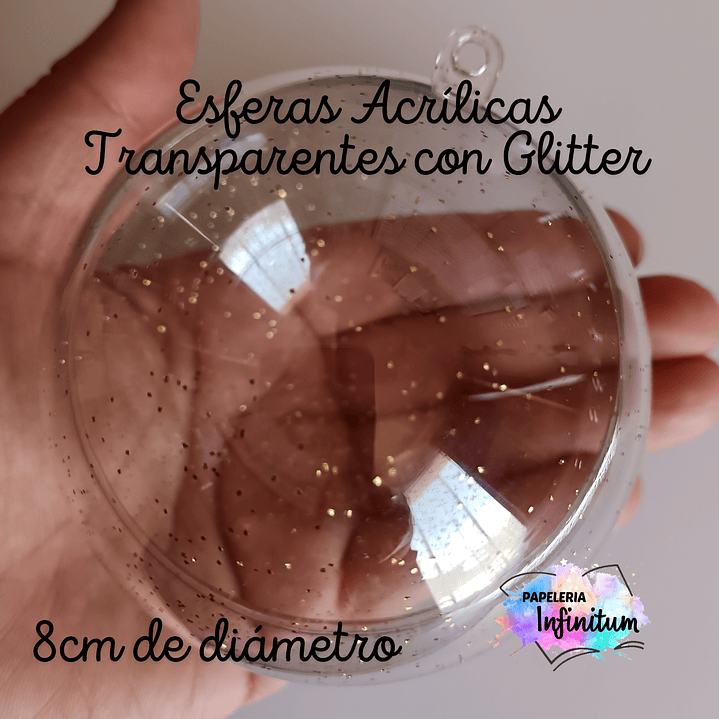 Esferas Acrílicas Transparentes Glitter 5 unid. 3