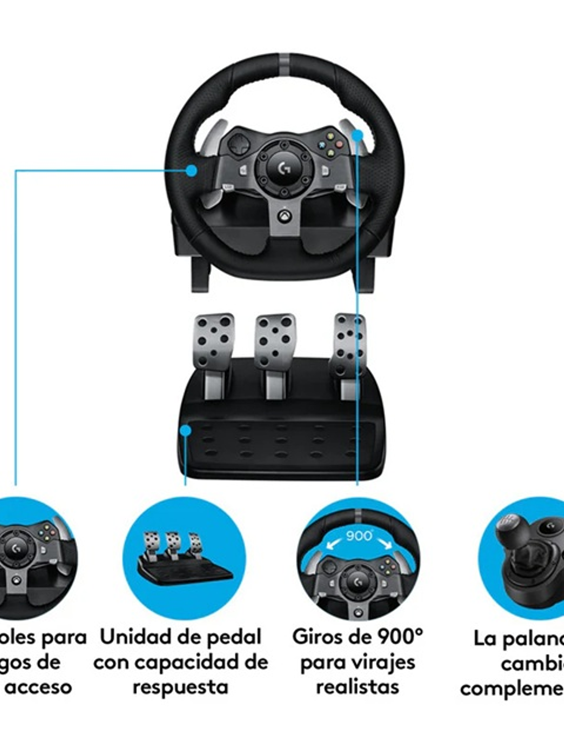 Volante de Carreras Logitech G920 Driving Force + Pedales 3