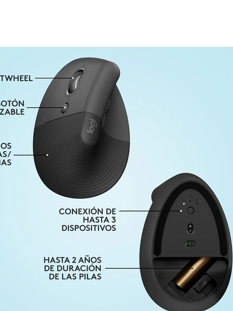 Mouse Ergonómico Vertical Logitech Lift Left, Inalámbrico, Zurdo 6