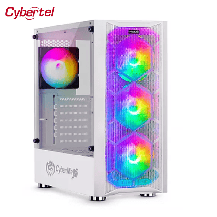 CASE GAMER CYBERTEL STRIKER WHITE CBX5013 4 FAN RAIMBOW 1