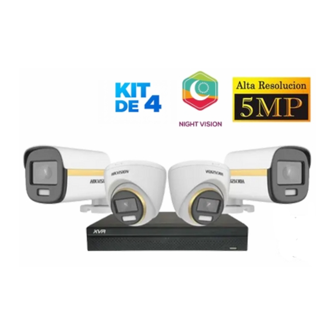  KIT 4 CÁMARAS HIKVISION FHD 5MP CON AUDIO 1