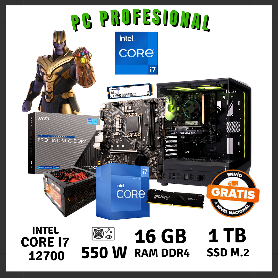 PC PROFESIONAL / CORE I7 12700 / 16 GB DDR4 / 1 TB GB M.2 2