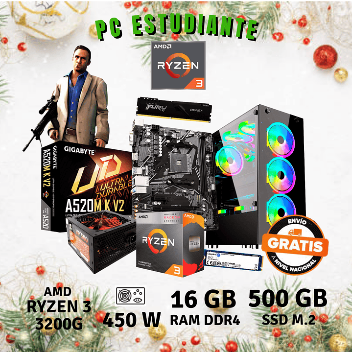 PC ESTUDIANTE (AMD RYZEN 3-3200G / 16GB DDR4 / SSD 500 GB) 1