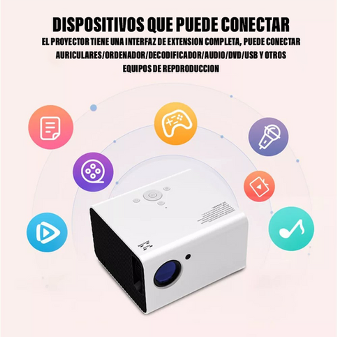 PROYECTOR LED WIFI 1080P / 2400 LUMENES / ENFOQUE MANUAL / BLUETOOTH / ESPEJO 2
