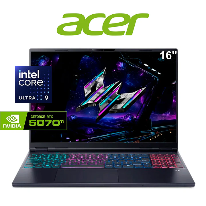 LAPTOP GAMING ACER PREDATOR HELIOS NEO 16 PHN16-73-934N / INTEL CORE ULTRA 9 275HX / 32GB DDR5 / RTX 5070Ti 12GB / 1TB 1