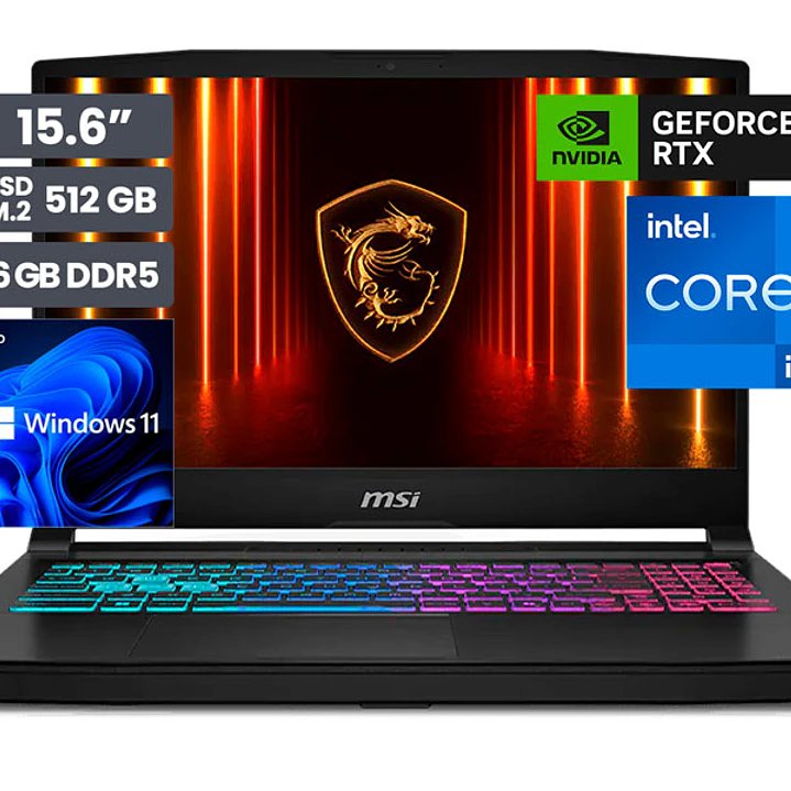 LAPTOP GAMING MSI KATANA 15 B14WEK - 001US / CORE i7 - 14650HX / 512 GB - 16 GB / RTX 5060            1