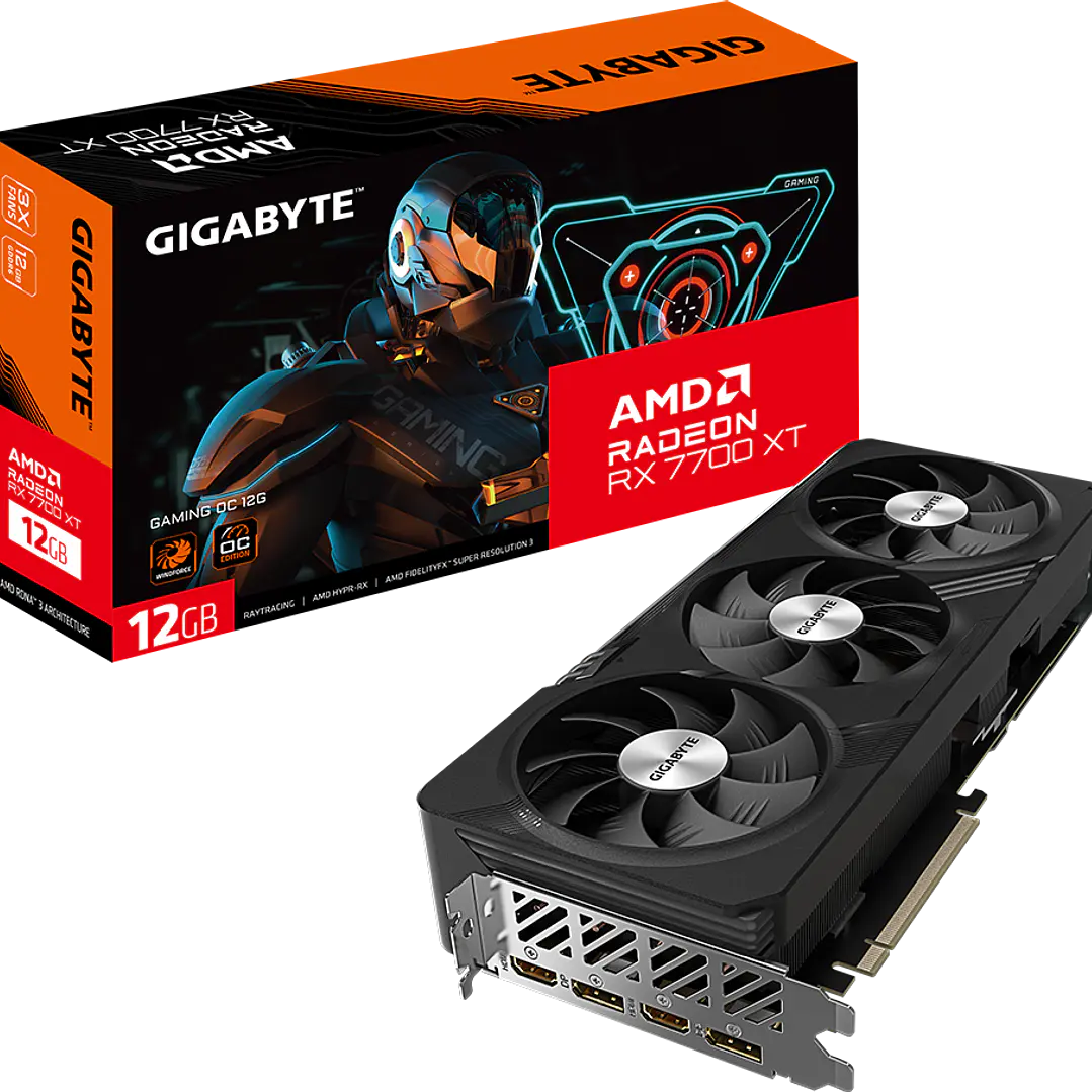 TARJETA DE VIDEO GIGABYTE RADEON RX 7700 XT GAMING OC 12G / 12GB GDDR6 / 192 BITS 1