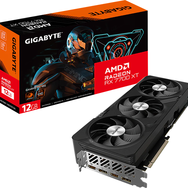 TARJETA DE VIDEO GIGABYTE RADEON RX 7700 XT GAMING OC 12G / 12GB GDDR6 / 192 BITS 1