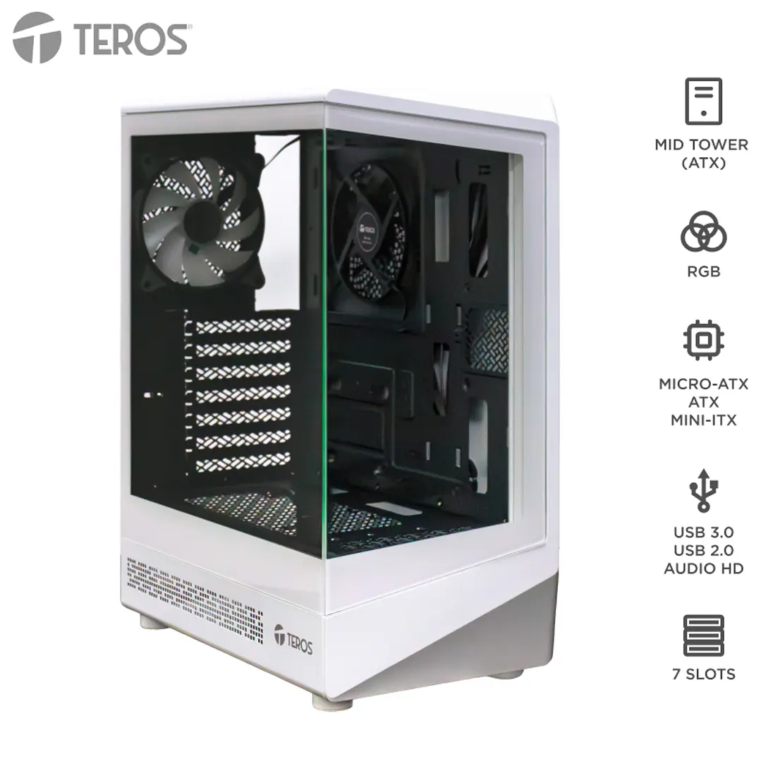 CASE GAMER TEROS TE-1322G, Mid Tower / BLANCO 1
