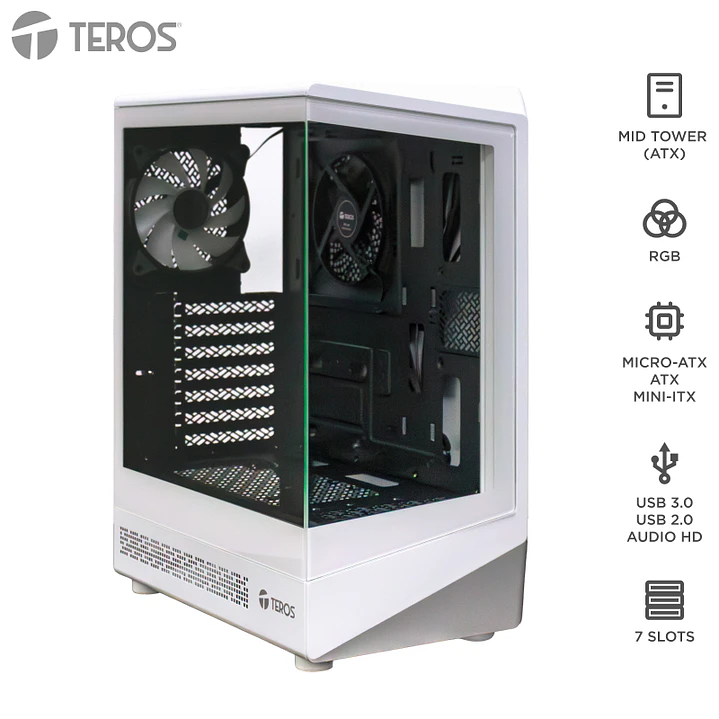 CASE GAMER TEROS TE-1322G, Mid Tower / BLANCO 1