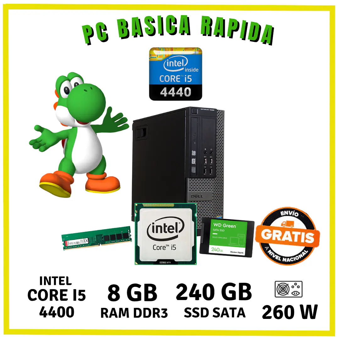 PC BASICA BUENA (INTEL CORE I5 4TA / 8GB / SSD 240GB) 1