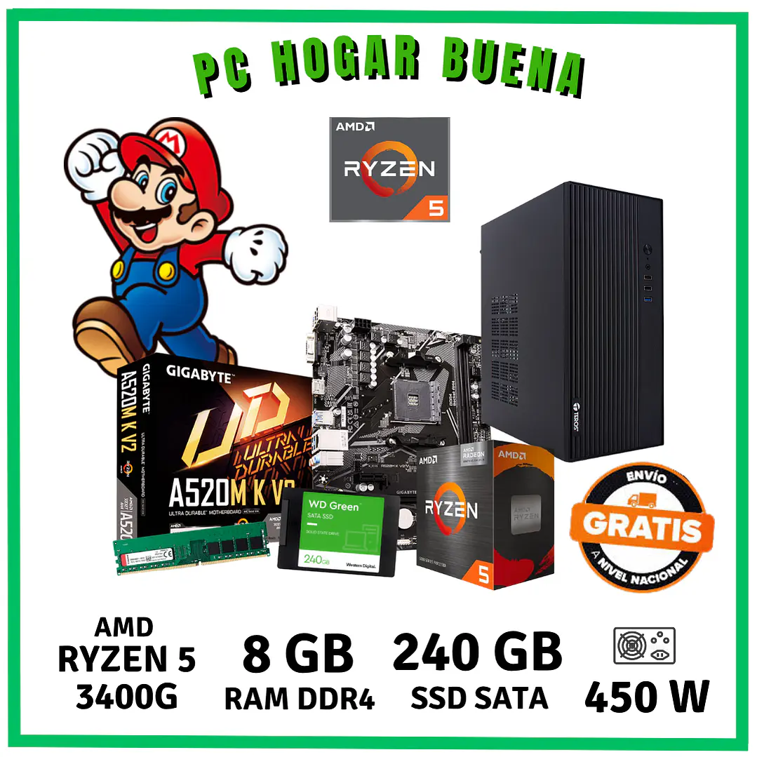 PC ESTUDIANTE (RYZEN 5 3400G / 8GB DDR4 / SSD 240GB) 1