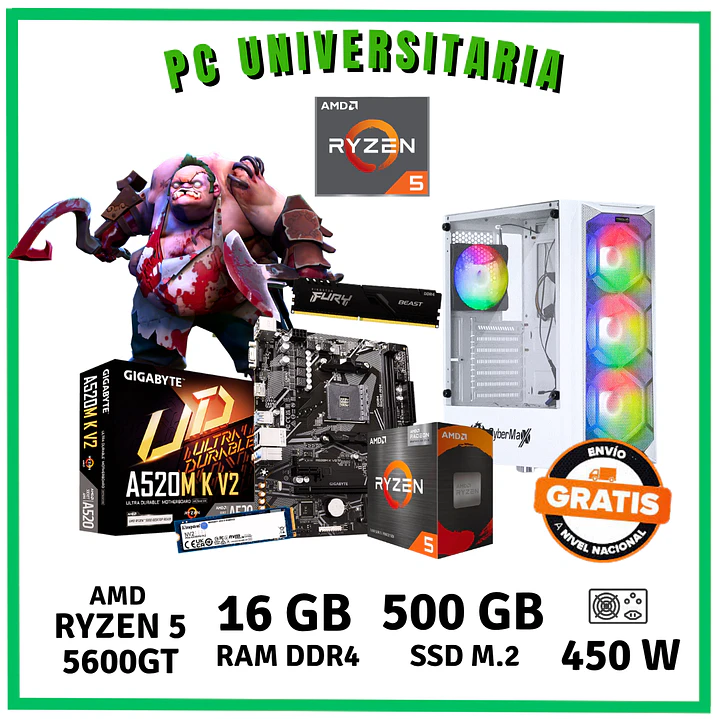 PC UNIVERSITARIO (RYZEN 5 5600GT / 16GB DDR4 / SSD 500GB) 1