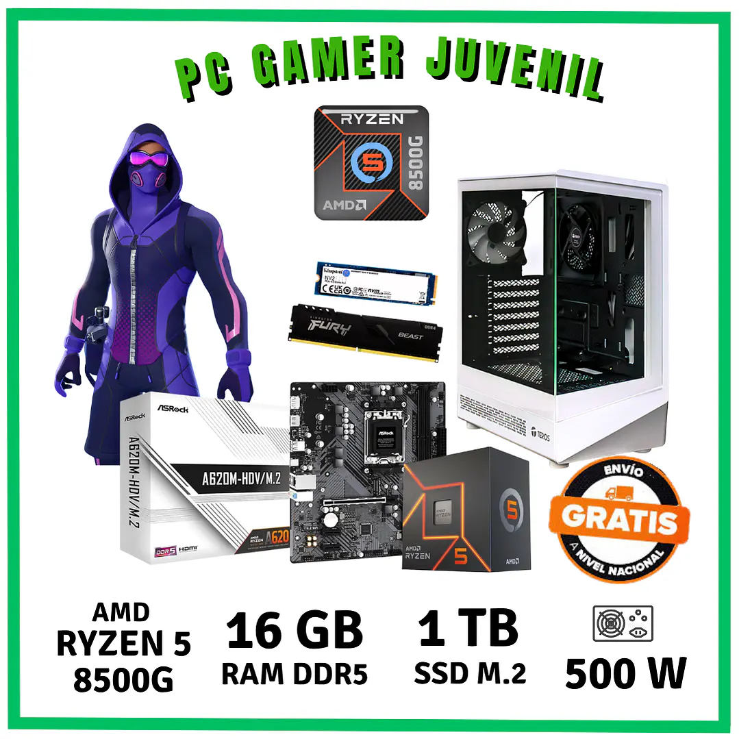 PC GAMER UNIVERSITARIO  ( RYZEN 5-8500G / 16GB DDR5 / SSD 1 TB) 1