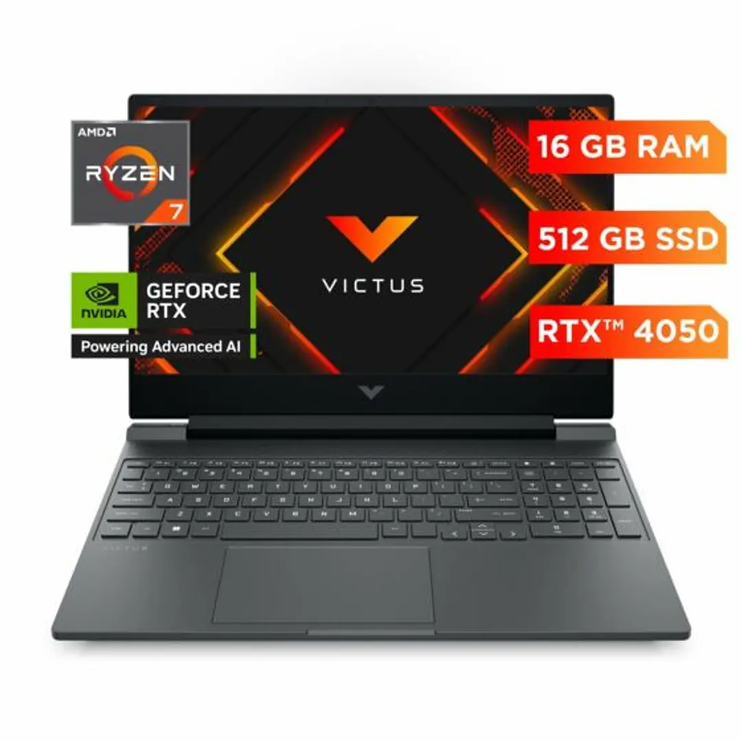 HP VICTUS 15 RYZEN 7-7445H 16GB DDR5 RTX-4050 - 6GB, 512GB 1