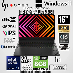 HP OMEN 16 INTEL U9 285H 32GB 1TB RTX 5070 8GB