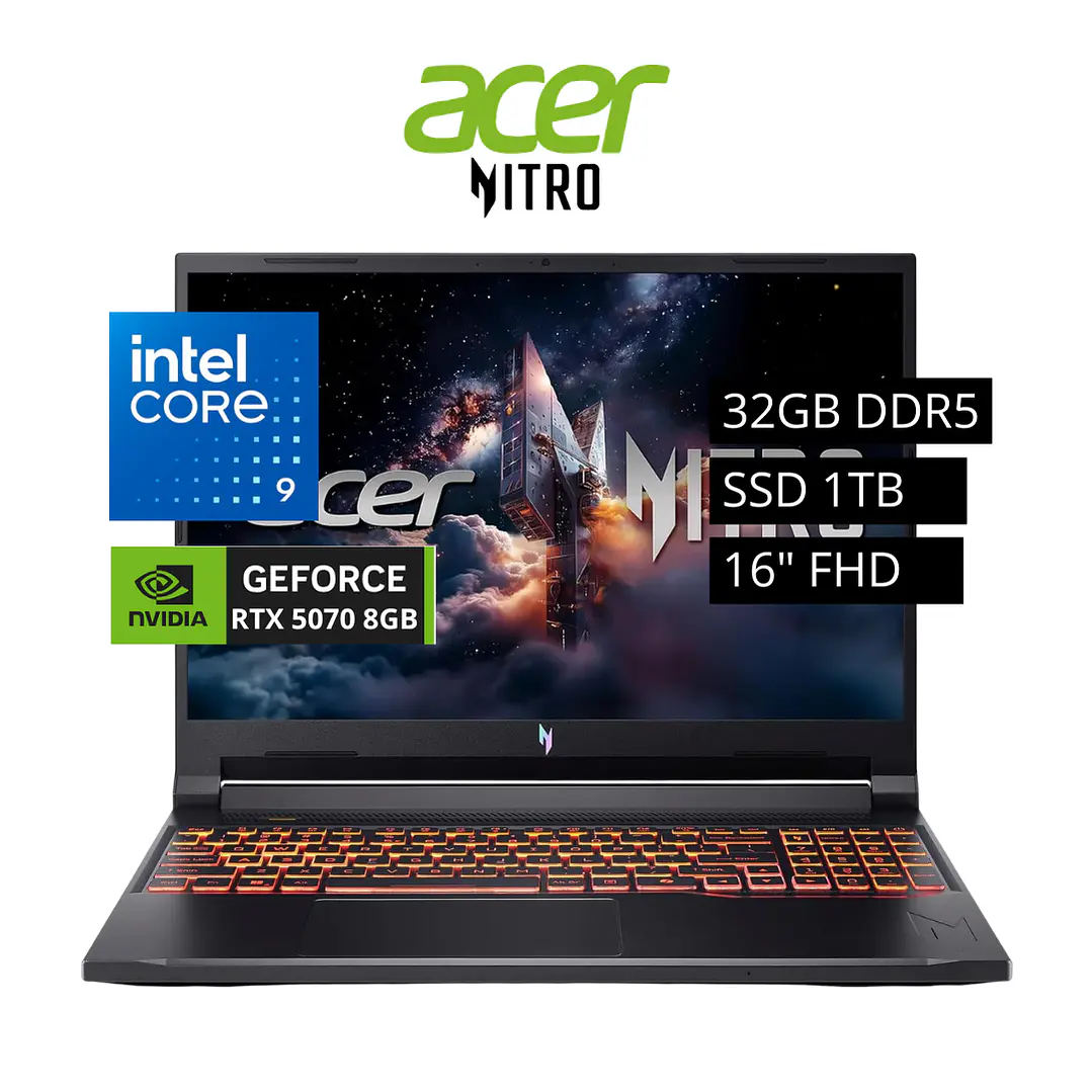 ACER NITRO INTEL CORE 9-270H, 32GB DDR5, 1TB, RTX-5070 1