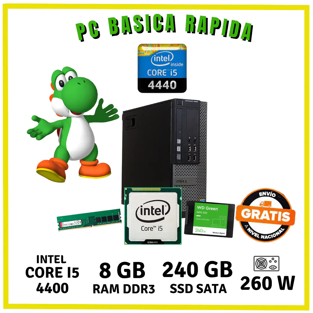 PC BASICA BUENA (INTEL CORE I5 4TA / 8GB / SSD 240GB) 1