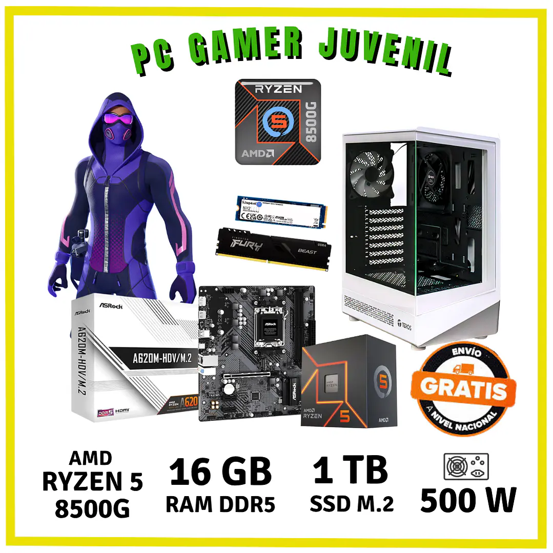 PC GAMER UNIVERSITARIO  ( RYZEN 5-8500G / 16GB DDR5 / SSD 1 TB) 1