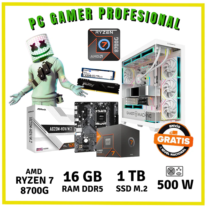 PC GAMER PROFESIONAL RYZEN 7-8700G / 16GB DDR5 / SSD 1 TB 1