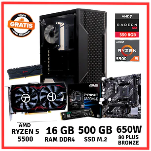 PC GAMER AMD RYZEN 5-5500/ 16GB DDR4/ 500GB/ RX-550