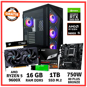 PC GAMER AMD RYZEN 5-9600X/ 16GB DDR5/ 1TB/ RTX-5050