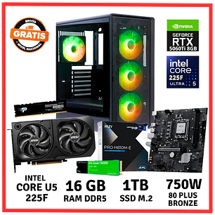 PC GAMER INTEL CORE ULTRA 5-225F/ 16GB DDR5/ 1TB/ RTX-5060Ti
