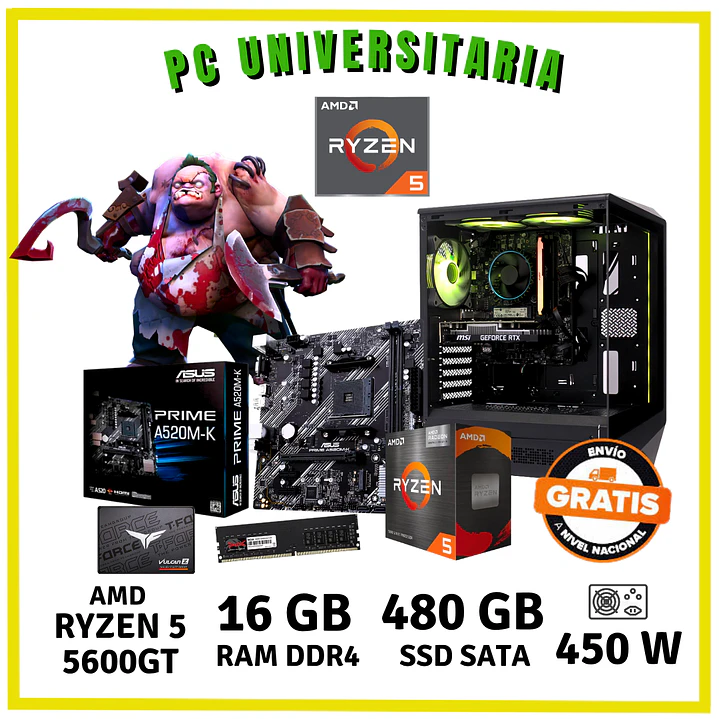 PC UNIVERSITARIO (RYZEN 5 5600GT / 16GB DDR4 / SSD 480GB) 1