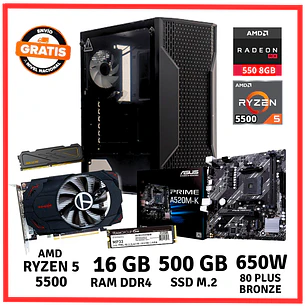 PC GAMER AMD RYZEN 5-5500/ 16GB DDR4/ 500GB/ RX-550