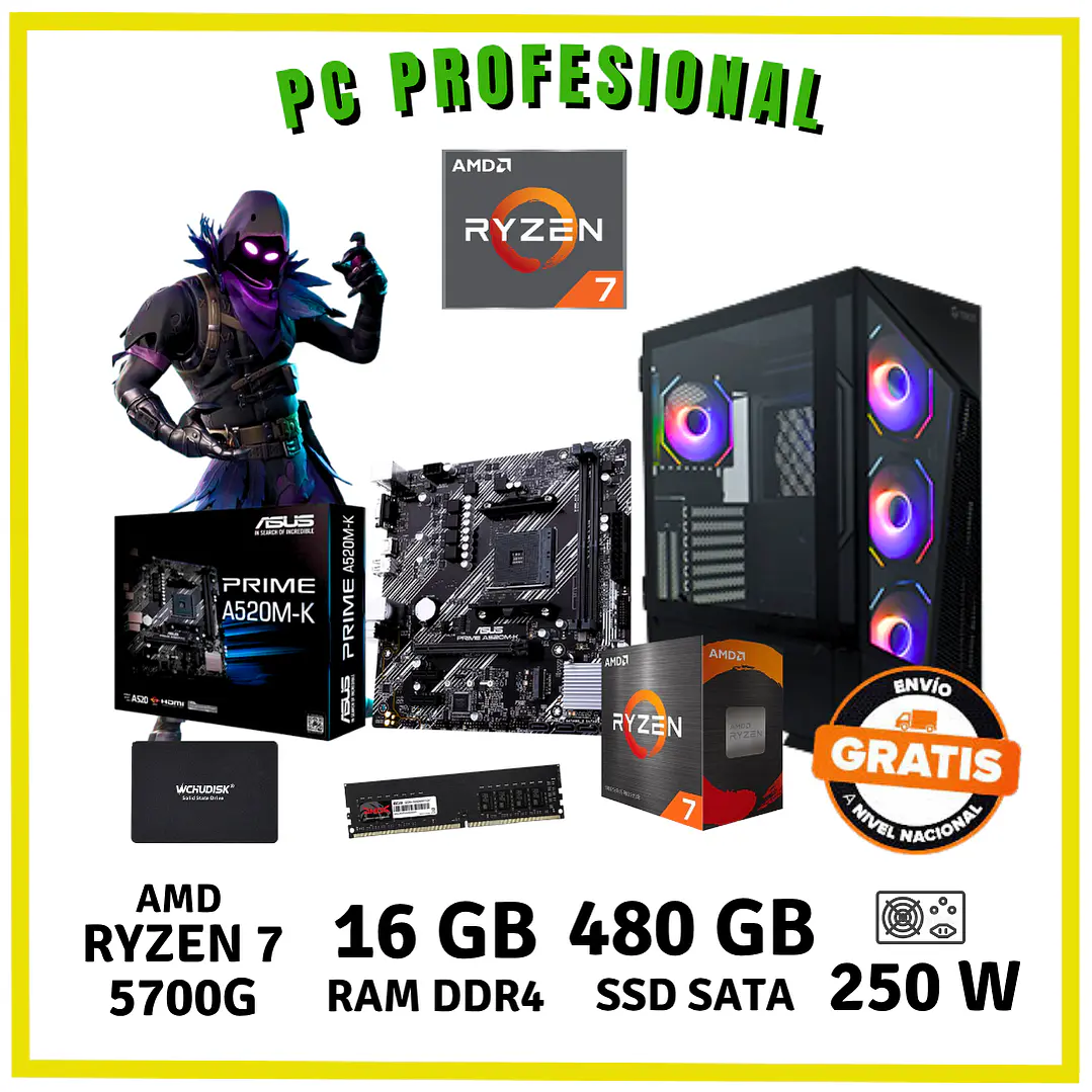 PC PROFESIONAL  (AMD RYZEN 7 5700G / 16GB DDR4 / SSD 480GB) 1