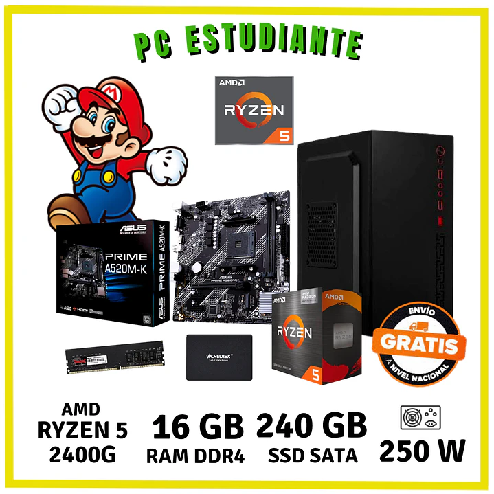 PC ESTUDIANTE (RYZEN 5 2400G / 16GB DDR4 / SSD 240GB) 1
