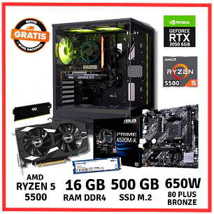 PC GAMER AMD RYZEN 5-5500/ 16GB DDR4/ 500GB/ RTX 3050