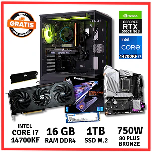PC GAMER INTEL CORE I7 14700KF/ 16GB DDR4/ 1TB/ RTX-5060TI
