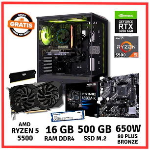 PC GAMER AMD RYZEN 5-5500/ 16GB DDR4/ 500GB/ RTX 3050
