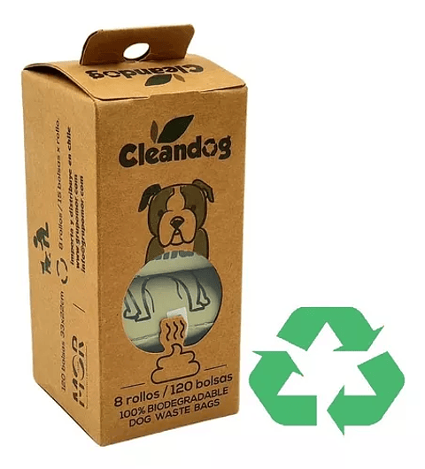 Cleandog 100% 8 Rollos 120 Bolsas - Bolsas Biodegradables Perros