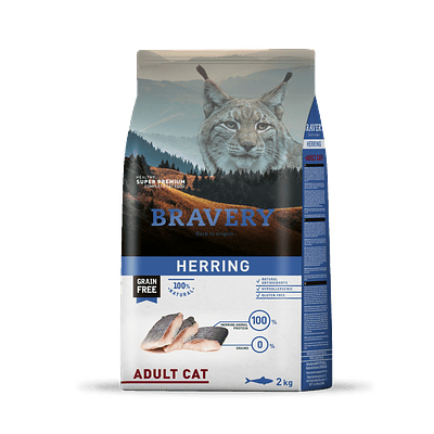 Bravery Herring Adult Cat 2 kg - Alimento Premium Para Gatos Adultos Arenque