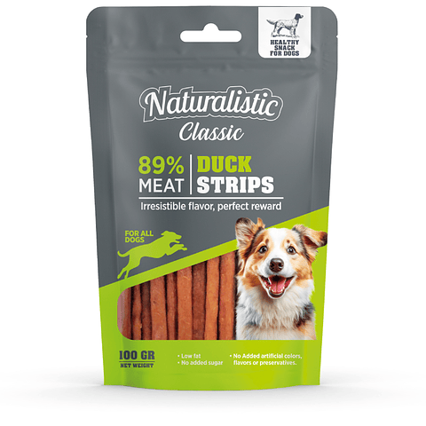 Naturalistic Classic Duck Strip 100g | Snack Premium Para Perros de Pato